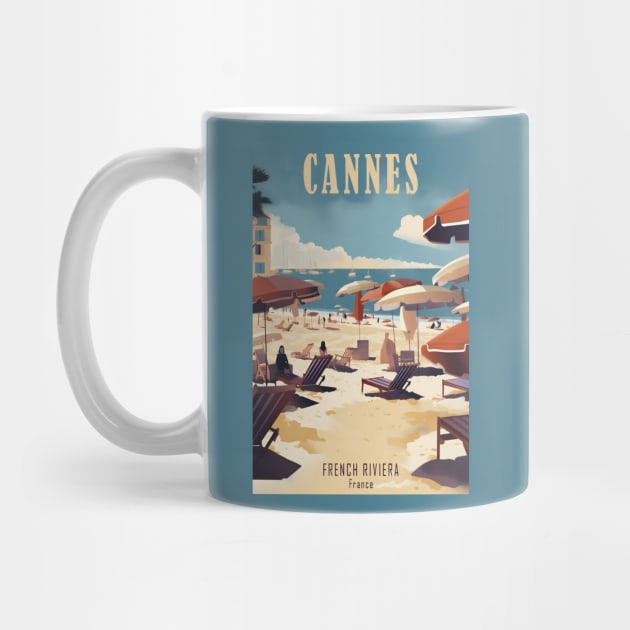 Cannes, France, Vintage Travel Poster by GreenMary Design